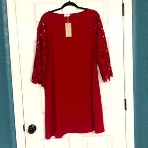 Sweet Cranberry red dress w/ Bell Sleeves